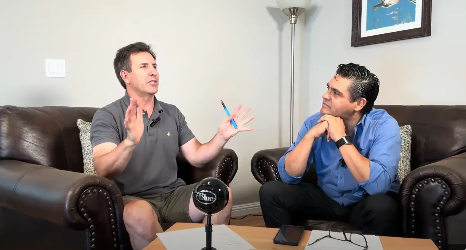 Jesse Pelayo and Xavier Reyes recording The Compass Podcast